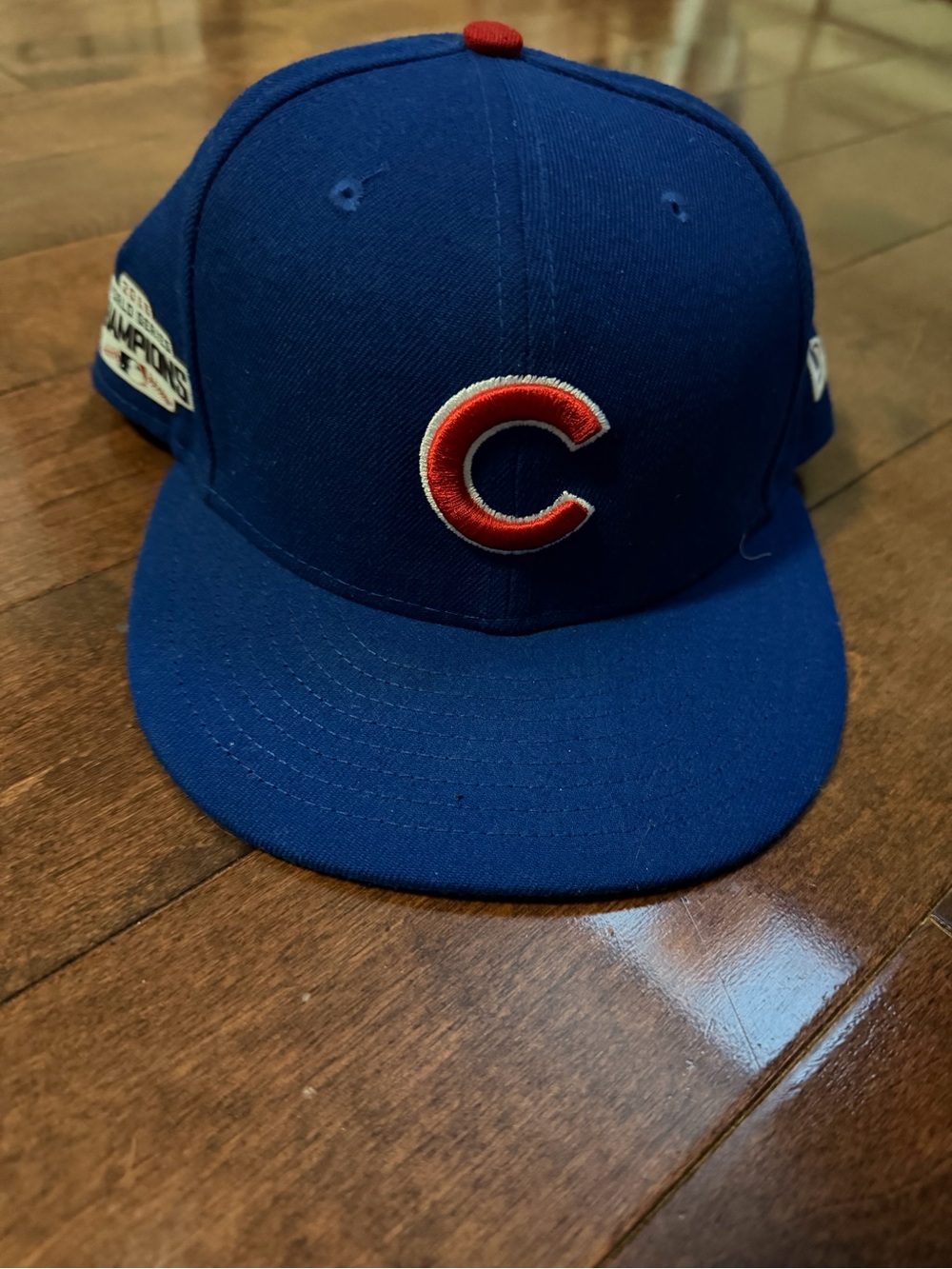 Chicago Cubs 2016 Championship Blue  7 1/2 Fitted Hat with Red C Logo
